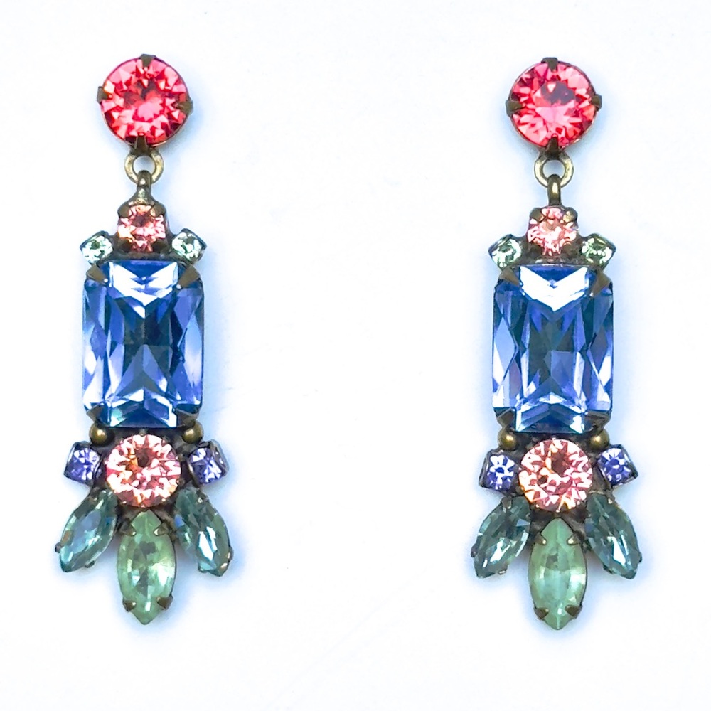 SORRELLI Antique Gold-Tone Multicolor Crystal Dangle Earrings